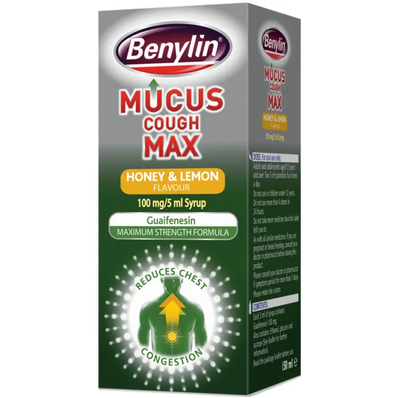 Benylin Mucus Cough Max Syrup - Honey & Lemon - 150ml (A)
