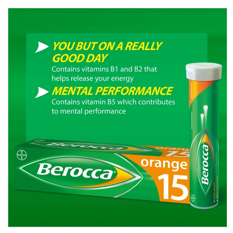 Berocca Effervescent Tablets Orange Flavour - 15 Tablets (A)