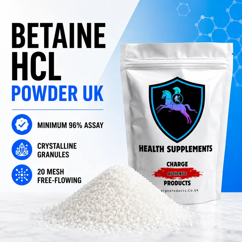 Betaine HCl Powder — Min 96% Assay, 763mg Betaine Per Gram
