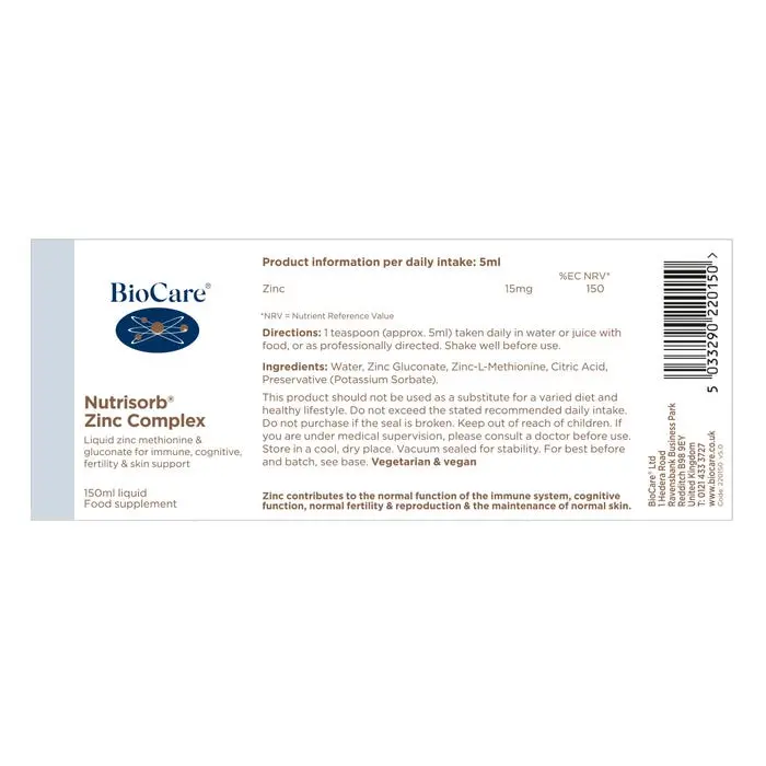 BioCare Nutrisorb Zinc Complex 150ml