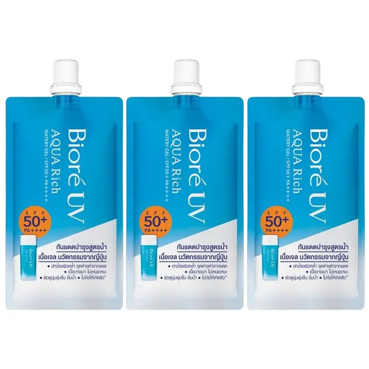 Biore - UV Aqua Rich Watery Gel SPF 50+/PA++++ 7ml. (Pack of 3)