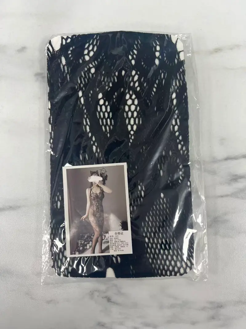 Black Floral Fishnet Mini Dress Bodystocking - S12