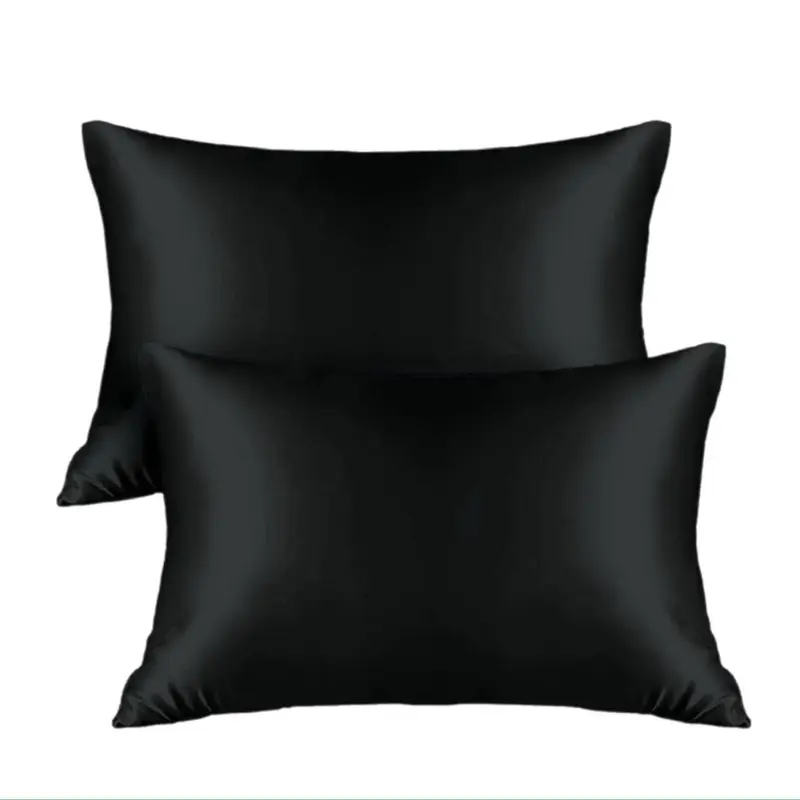 Black satin silk pillow case