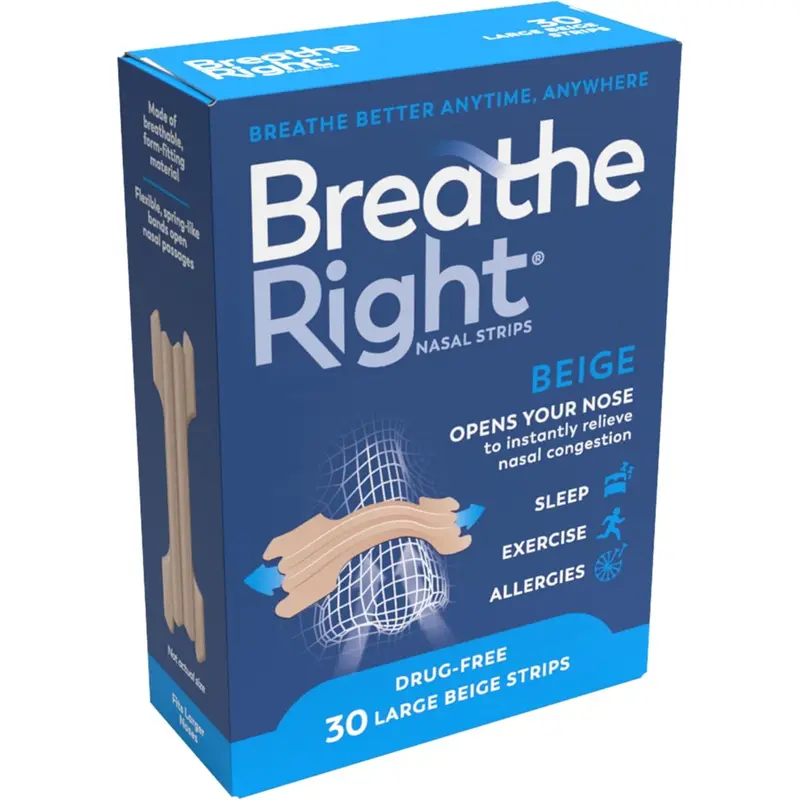 Breathe Right Original Beige Nasal Strips Large 30 Pack