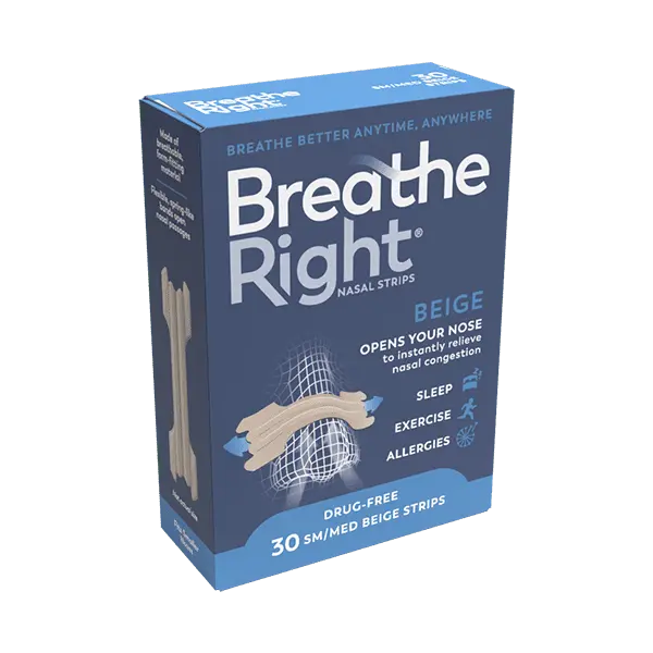 Breathe Right Original Beige Nasal Strips Small/Medium 30 Pack
