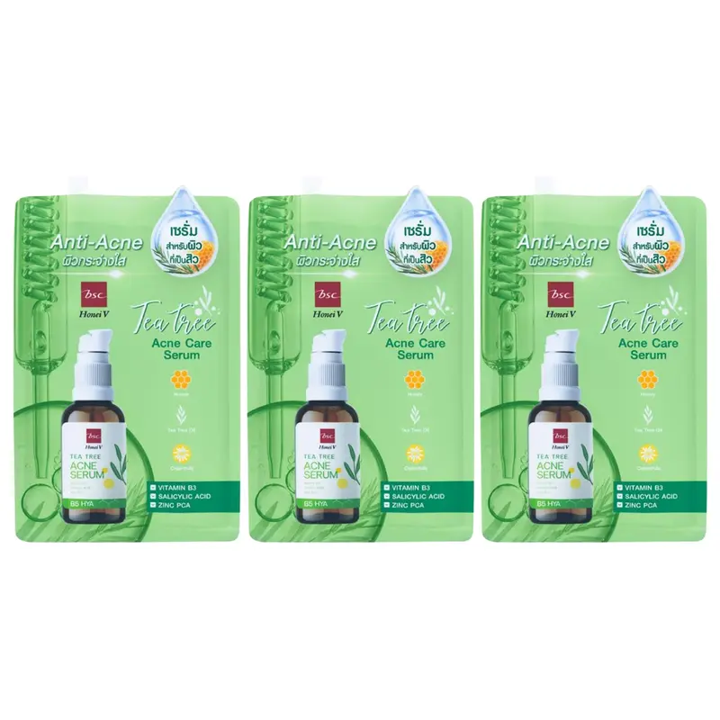 BSC Cosmetology - Honei V, Tea Tree Acne Care Serum 8g. (Pack of 3)