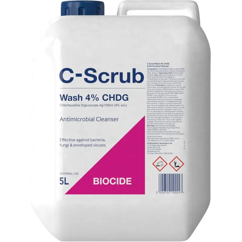 C-Scrub Wash Chlorhexidine 4% w/v Anti-Microbial Hand Cleanser 5L