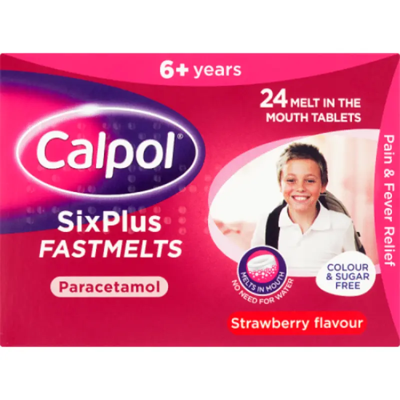 Calpol Sixplus FastMelts Strawberry - 24 Tablets (P) (D)