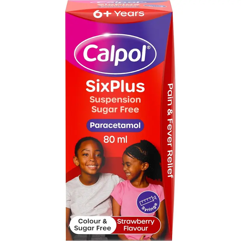 CALPOL SIXPLUS Sugar Free Suspension Strawberry Flavour 80ml