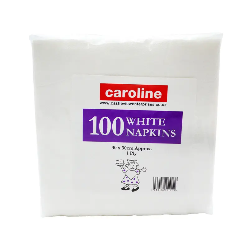 Caroline Napkins White 1ply 30x30cm 1203 Pack of 100 x 6