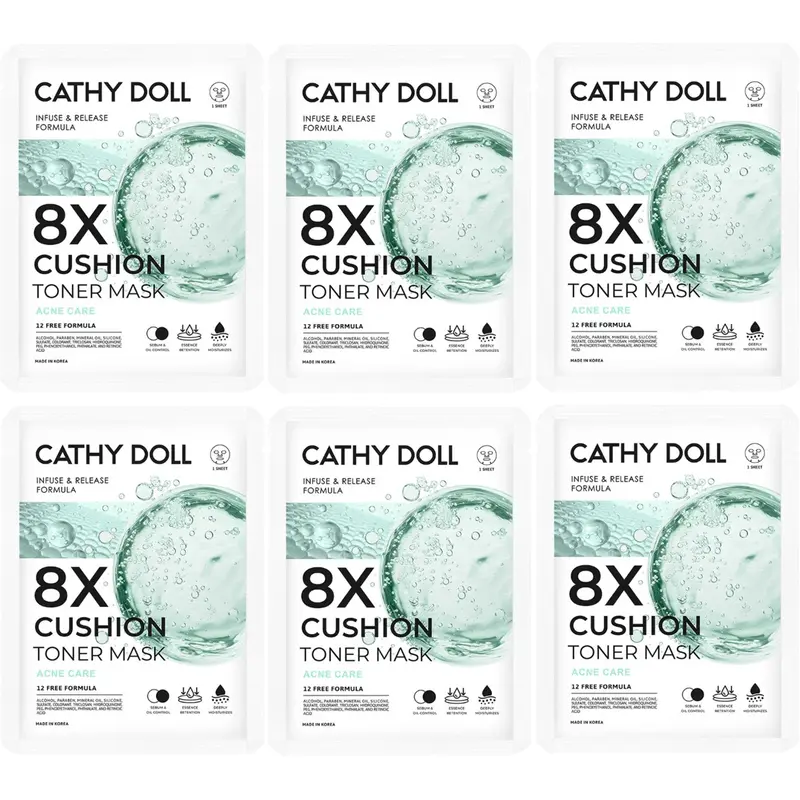 Cathy Doll - 8X Cushion Toner Mask Acne Care 25g. (Pack of 6)
