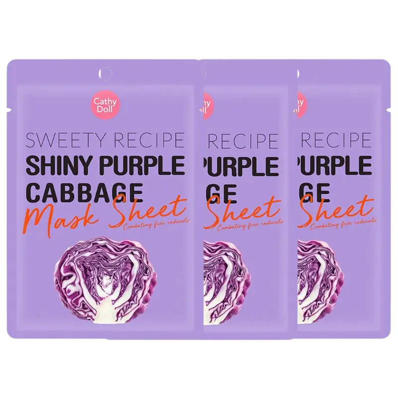 Cathy Doll - Sweety Recipe Mask Shiny Purple Cabbage 25g. (Pack of 3)