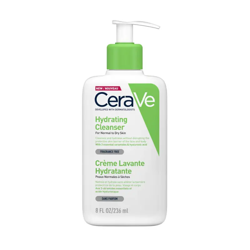 CeraVe Hydrating Cleanser for Normal to Dry Skin 236ml with Hyaluronic Acid and 3 Essential Ceramides