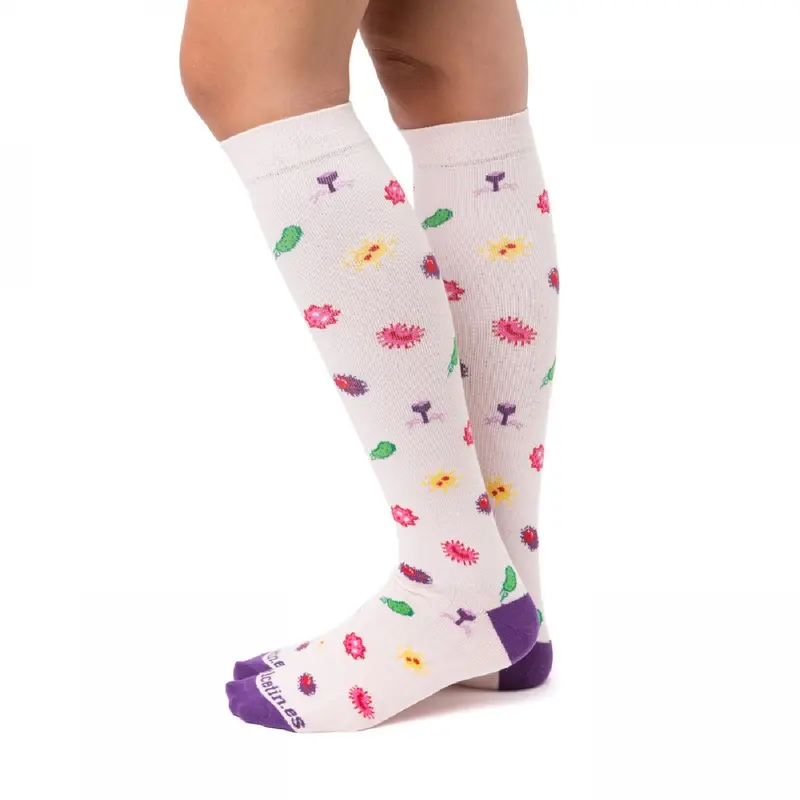 Certified Compression Socks Nurse Doctor Hospital Work & Travel Bacteria White Unisex