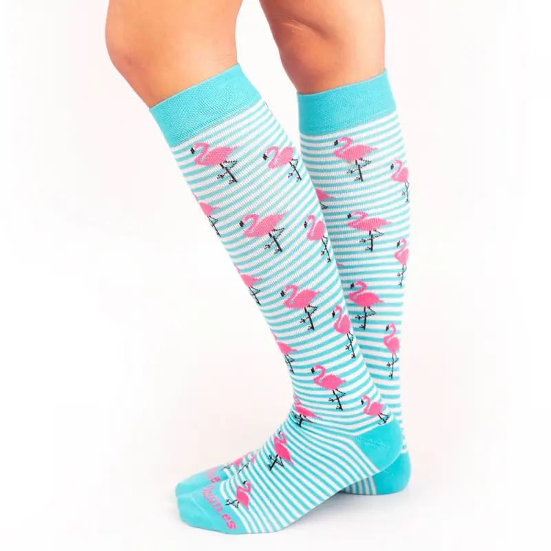 Certified Compression Socks Nurse Doctor Hospital Work & Travel Flamingo Unisex