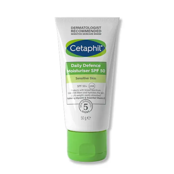 Cetaphil Daily Defence Cream SPF50, with UVA/UVB filters for Sensitive Skin, 50g