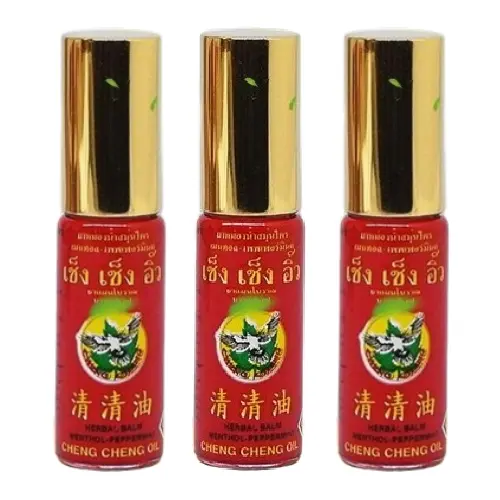 Cheng Cheng - Oil Red, Herbal Balm Menthol-Peppermint 5ml. (Pack of 3)