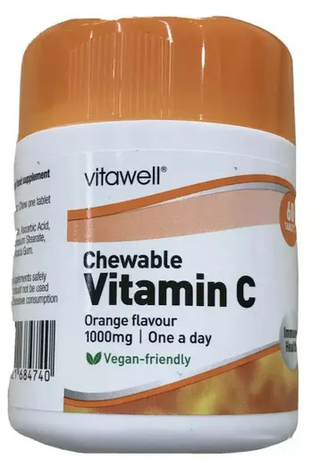 Chewable Vitamin C 1000mg For immunity Orange Flavour Vegan Friendly