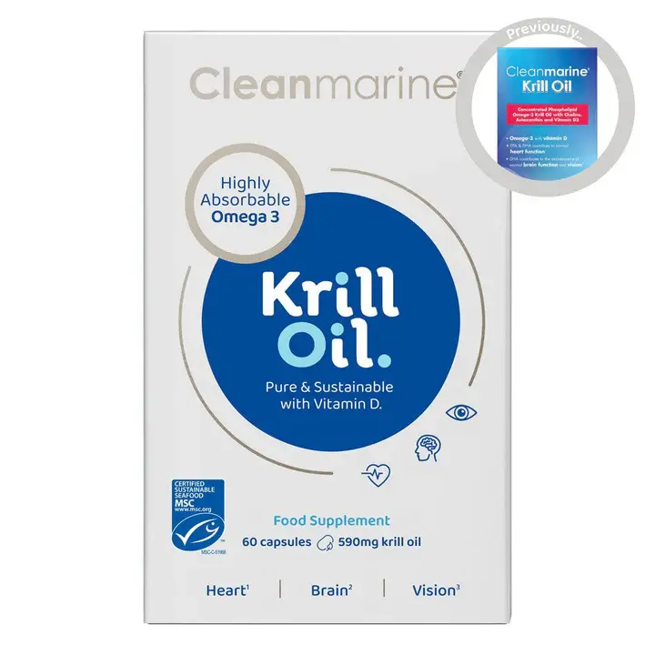 Cleanmarine Krill Oil - 60 x 590mg Marine Gelcaps