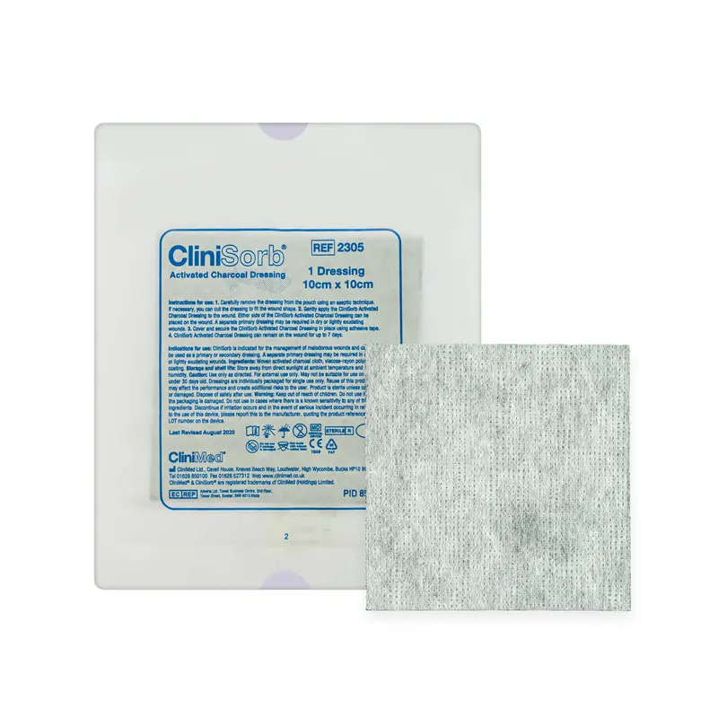 CliniSorb - Non-Adhesive Activated Charcoal Dressing (10cm x 10cm) (x1 or 10)