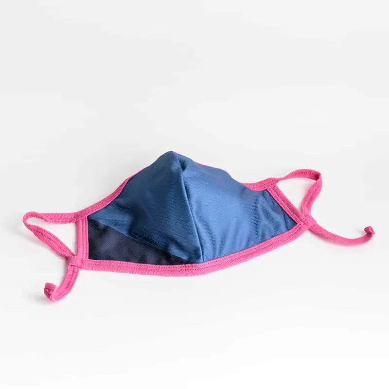 Cloth Washable Facemask with Nanofiber Filter - Blue/Dark Blue + Pink Earloop