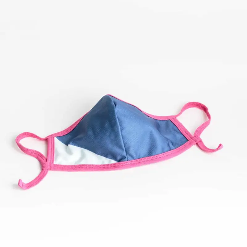 Cloth Washable Facemask with Nanofiber Filter - Blue/Green - Pink Earloop