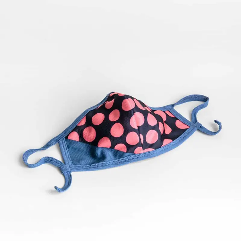 Cloth Washable Facemask with Nanofiber Filter - Blue/Pink Dots + Blue Earloop
