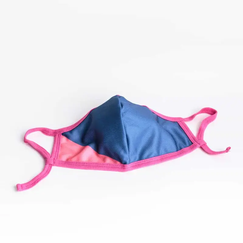 Cloth Washable Facemask with Nanofiber Filter - Blue/ Pink + Pink Earloop
