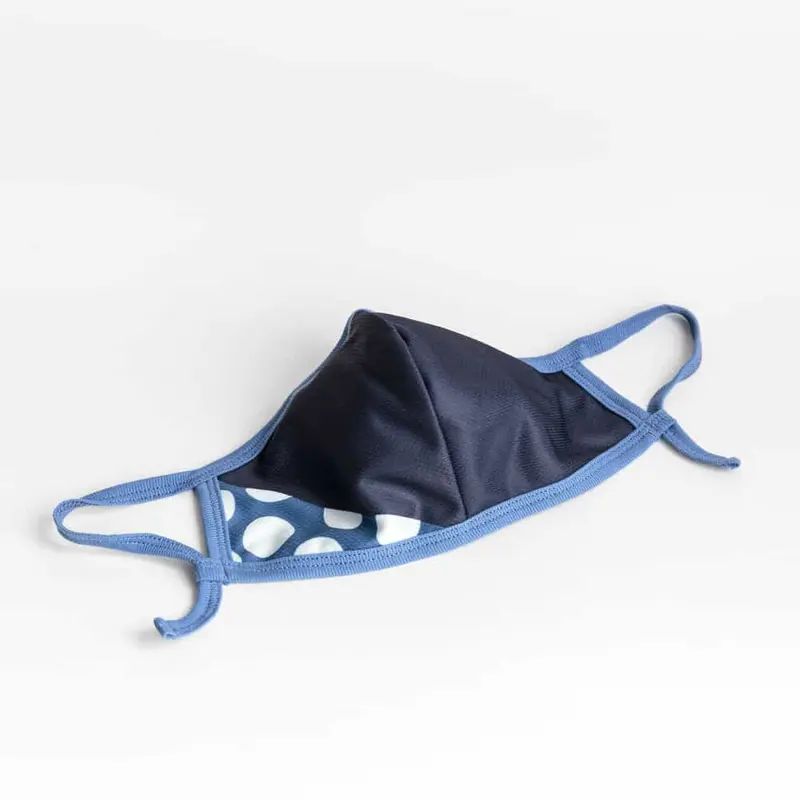 Cloth Washable Facemask with Nanofiber Filter - Dark Blue/Green Dot + Blue Earloop