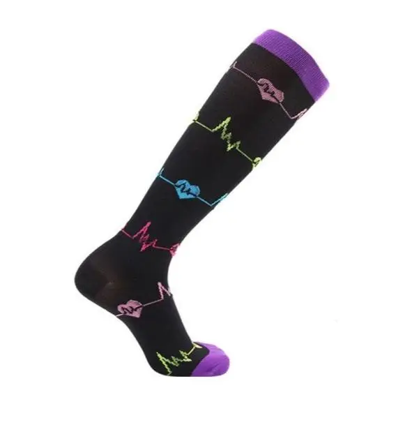 Compression Socks Nurse Doctor Hospital Work & Travel EKG Black Unisex