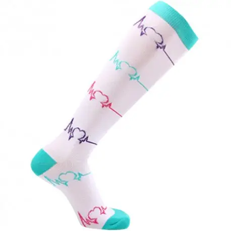 Compression Socks Nurse Doctor Hospital Work & Travel EKG White Unisex