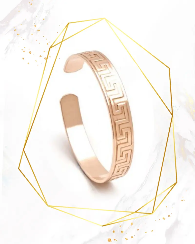 Copper Bangle 3/8" Greek Key Medium 'SUPER B'