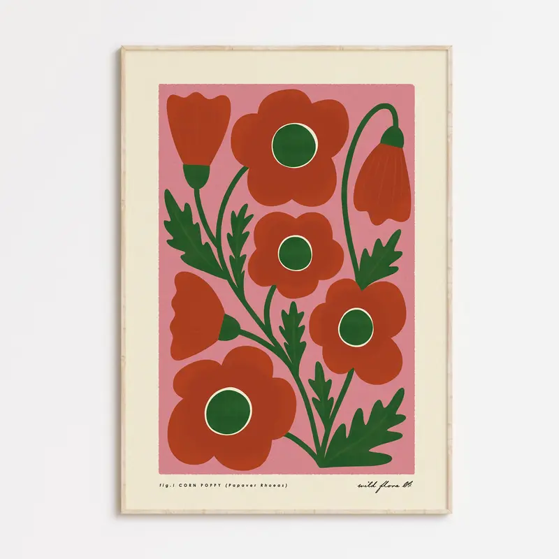 Corn Poppy | Modern-Retro Wildflower Art Print | Wall Decor