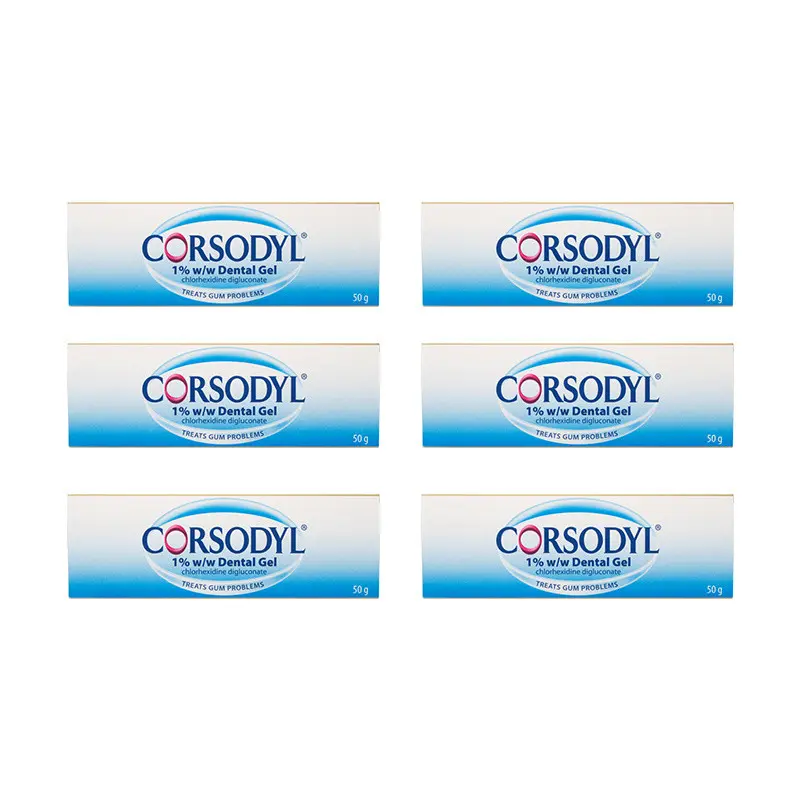 Corsodyl 1% W/W Gum Problem Treatment Dental Gel 6 Pack