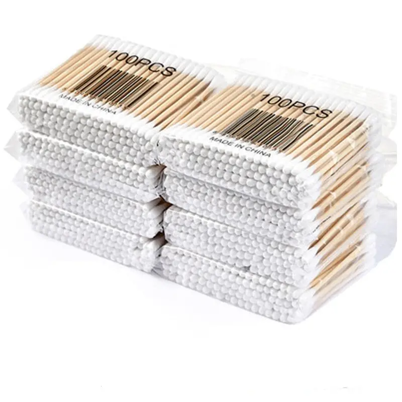 Cotton Swabs Double Head & Pointed Head Micro Wood Brushes Eyelash Extension Glue Removing Tools