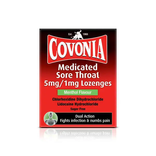 Covonia Medicated Sore Throat 5mg/1mg Lozenges Lemon Flavour – 36 Lozenges