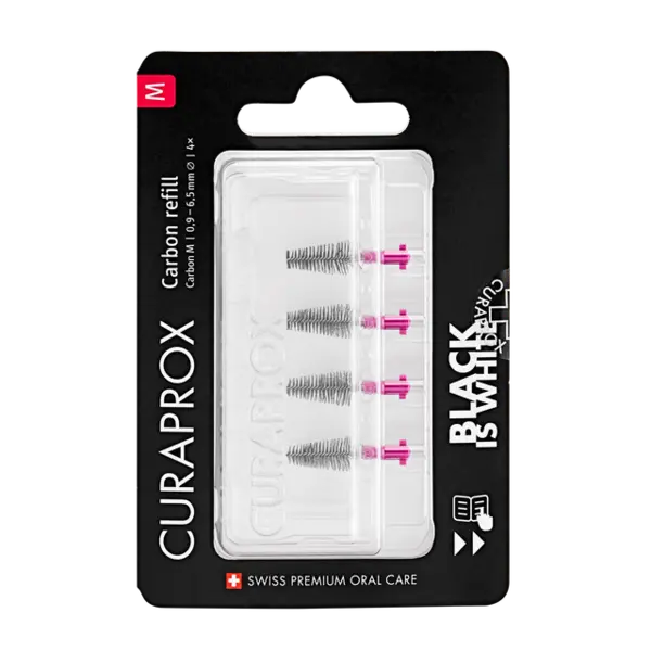 Curaprox Black Is White Carbon Interdental Refill Heads - Medium - Pack of 4