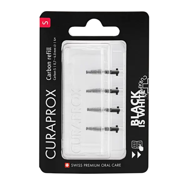Curaprox Black Is White Carbon Interdental Refill Heads - Small - Pack of 4