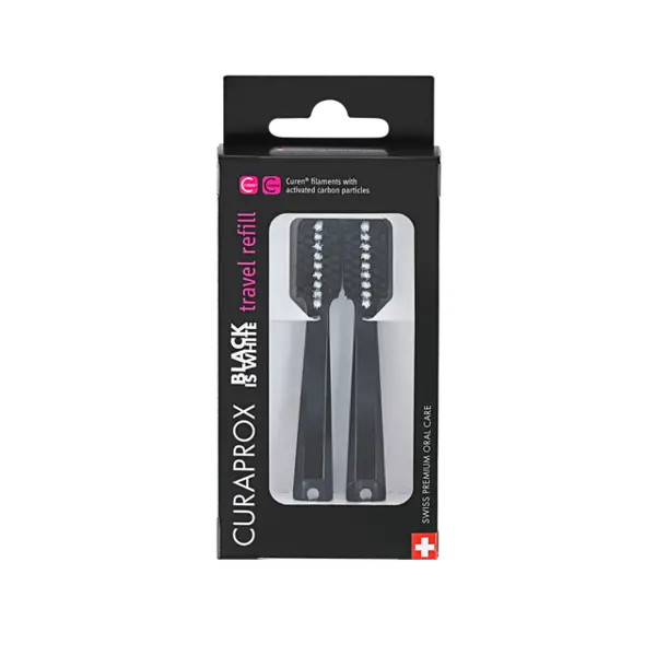 Curaprox Black Is White Travel Refill Heads - pack of 2 heads