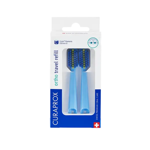 Curaprox CS 5460 Ortho Travel Brush Heads - - Green pack of 2