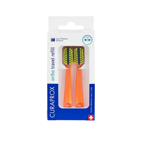 Curaprox CS 5460 Ortho Travel Brush Heads - - Orange pack of 2