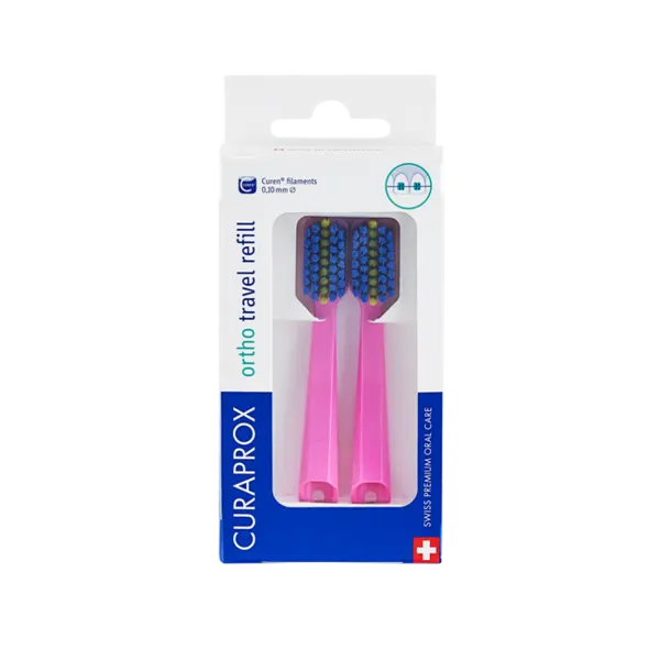 Curaprox CS 5460 Ortho Travel Brush Heads - - Pink pack of 2