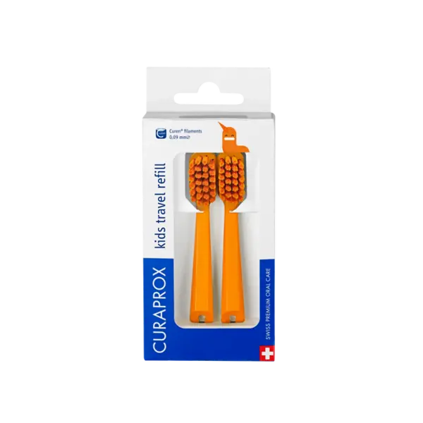 Curaprox Kids Travel Refill Brush Heads - Pack of 2 Orange