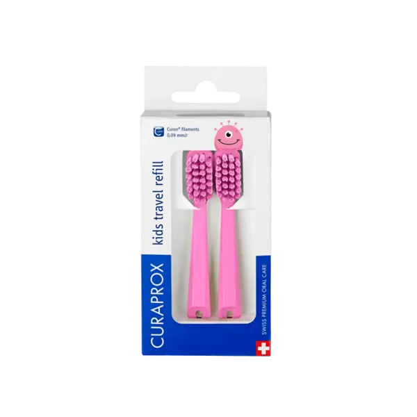 Curaprox Kids Travel Refill Brush Heads - Pack of 2 Pink
