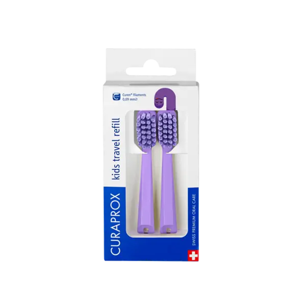 Curaprox Kids Travel Refill Brush Heads - Pack of 2 Purple