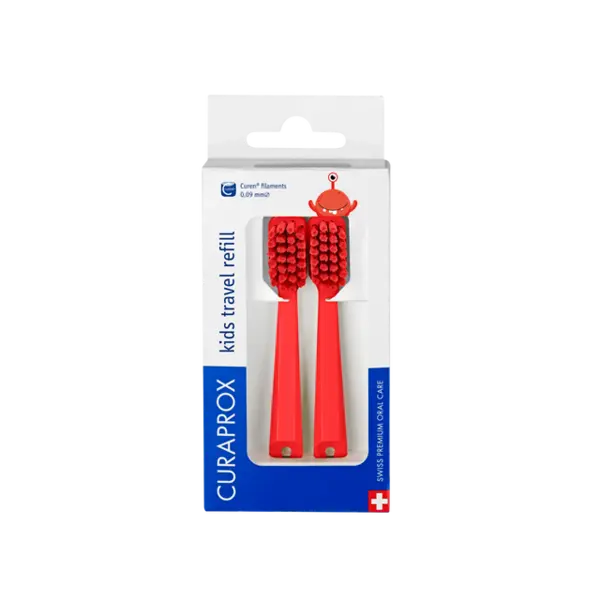 Curaprox Kids Travel Refill Brush Heads - Pack of 2 Red