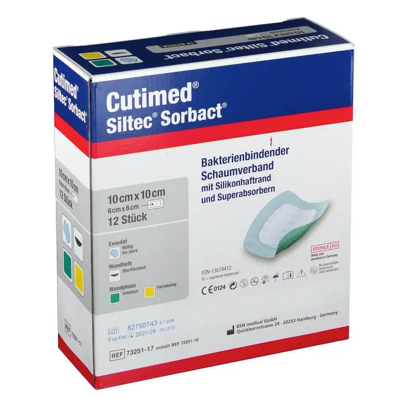 Cutimed Siltec Sorbact Bacteria-Binding Foam Dressing
