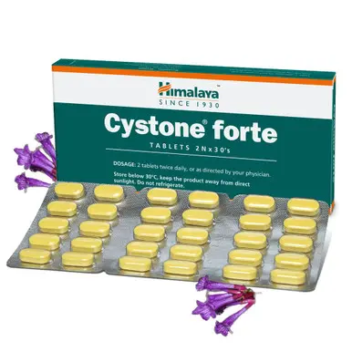 Cystone Forte 30 tablets strong spasmolytic action and helps relieve colicky pain.