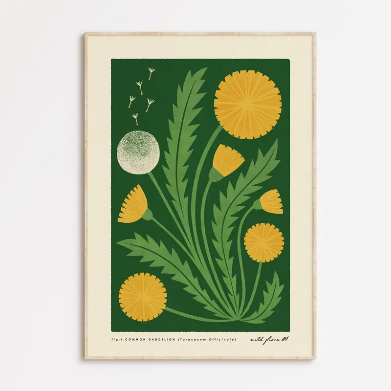 Dandelion | Modern-Retro Wildflower Art Print | Wall Decor