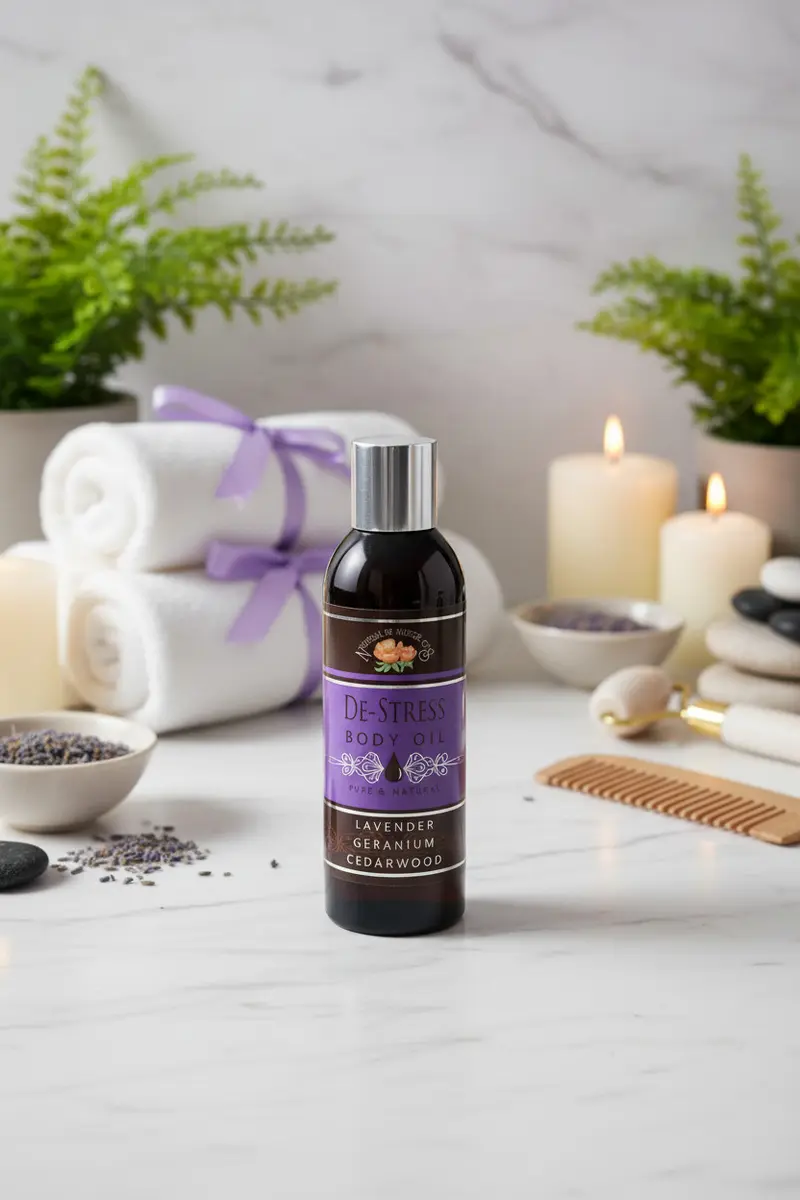 De-Stress Body Oil – Lavender, Geranium & Cedarwood |100ml